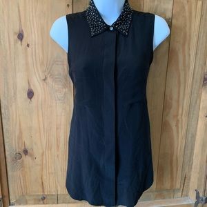 Madewell black blouse with beaded collar